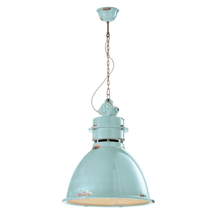 Lámpara colgante industrial con aspecto retro shabby - Azzurro