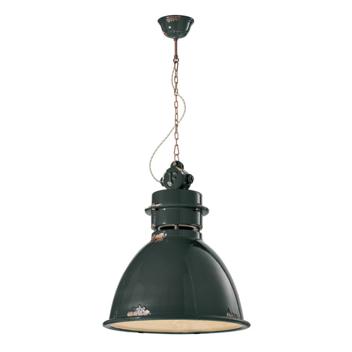 Industry pendant light with a retro shabby look - black