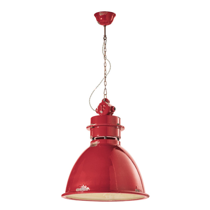 Lámpara colgante industrial con aspecto retro shabby - Rosso