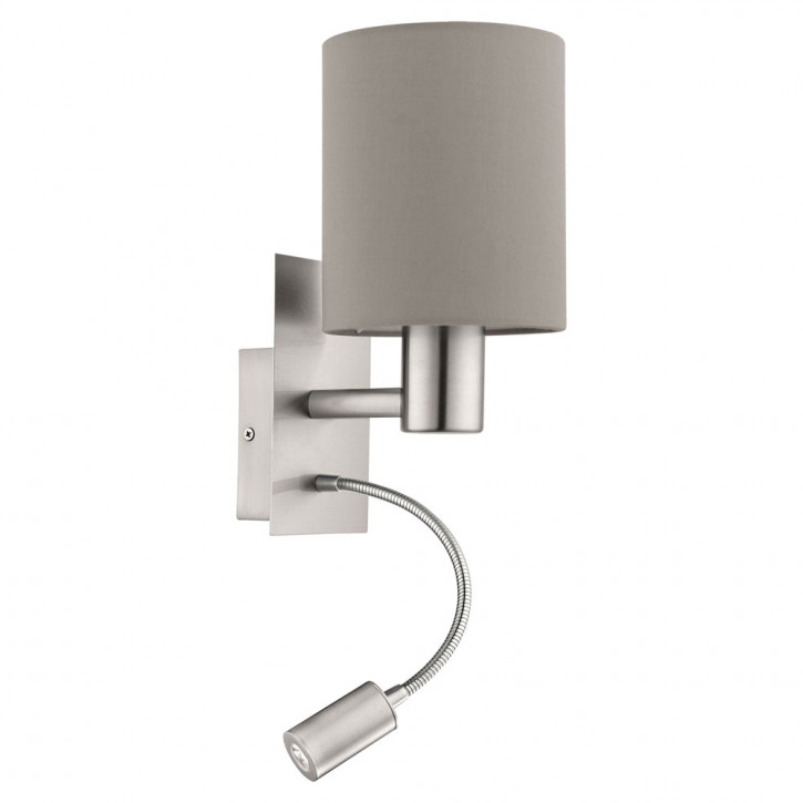 Pasteri wall lamp with reading light Textile taupe