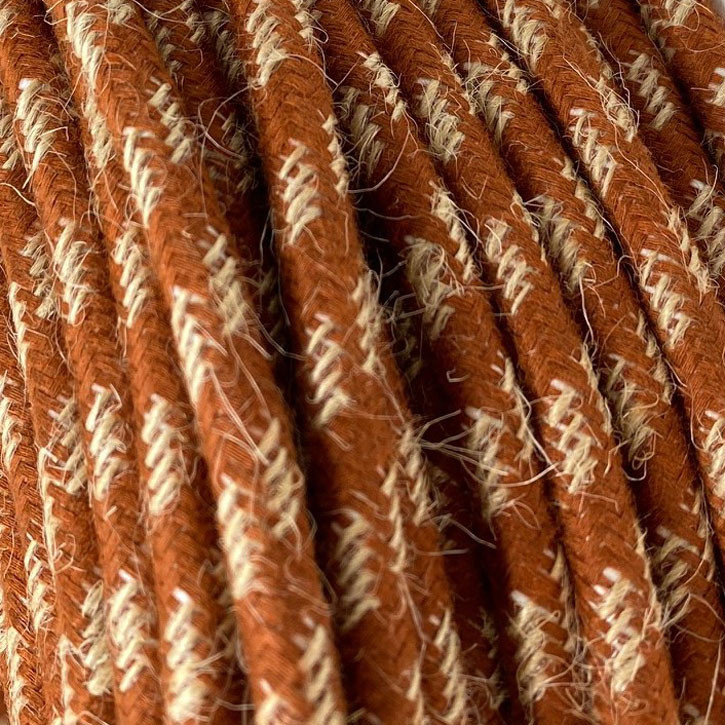 Cable textil 3x0.75mm² yute natural / óxido marrón