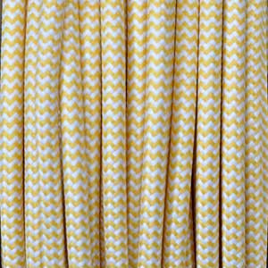 Cable textil 3x0,75mm² blanco / amarillo