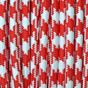 Câble textile 3x0,75mm² blanc / rouge