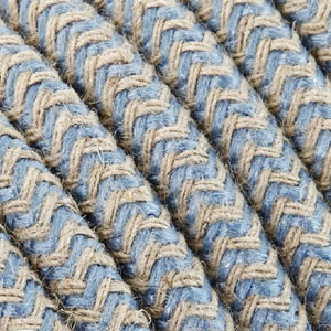 Textile coton câble 3x0,75mm² bleu céleste/blanc