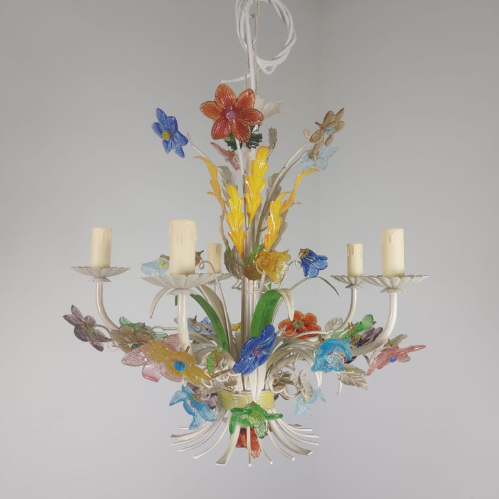 Murano Luster mit bunten Blumen