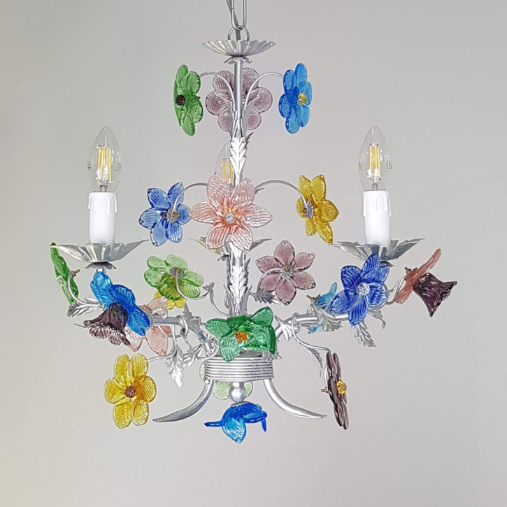 Murano Luster mit farbigen Blumen