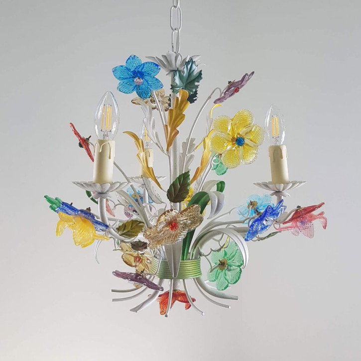 Murano Luster mit farbigen Blumen