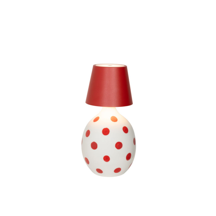 Poldina Stopper - Lido red Ceramic white - dots