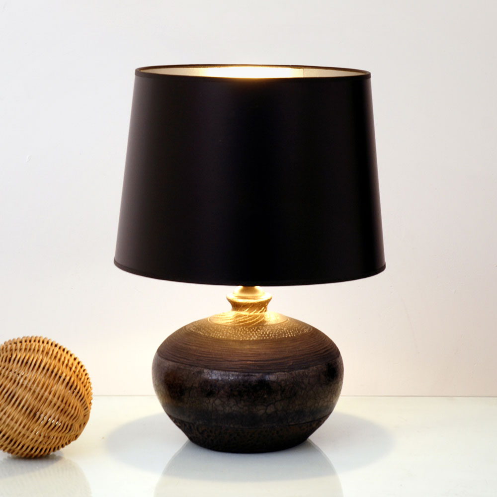 Olandese, lampada da tavolo, ceramica, nero, grigio, argento, metallo, oro,  E27, 60W, 13W LED