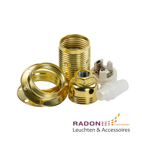 Radon Lightshop, Metall Lampenfassung, Kupfer, Gewindemantel, Metallringe,  Zugentlastung, Gold, E14