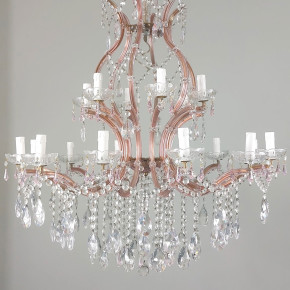 Lampadario in vetro di Murano rosa