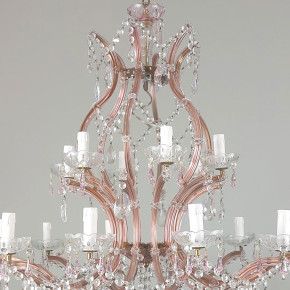 Lampadario in vetro di Murano rosa