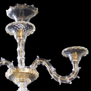 "Modern Half-Rezzonico" chandelier transparent, with 24kt gold leaf