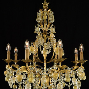 Murano chandelier with fruits and grapes in gold