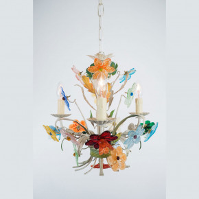 Murano chandelier with colorful flowers
