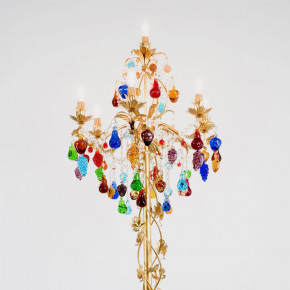 Lámpara de pie de Murano con frutas de cristal de colores