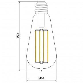 LED Filament 6W E27 Clear Edison Bulb ST64, dimmable