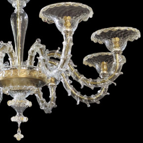 Lustre transparent "Mezzo Rezzonico modern" avec feuilles d'or 24kt