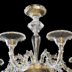 Lustre transparent "Mezzo Rezzonico modern" avec feuilles d'or 24kt