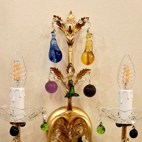 Aplique de pared de Murano con frutas y flores