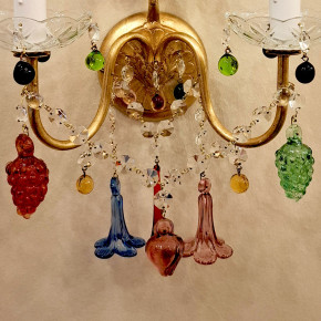 Aplique de pared de Murano con frutas y flores