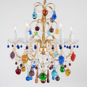 Murano chandelier with glass bowls and colored fruits