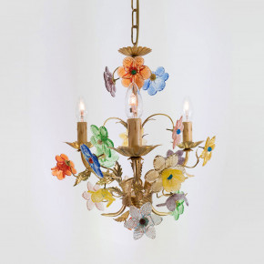 Murano chandelier with colored flowers