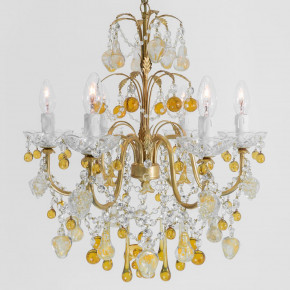 Murano chandelier with glass fruits with gold plating