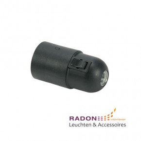 Insulated socket E27 with rocker switch, black