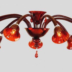 Murano Leuchte aus rotem Murano Kristall