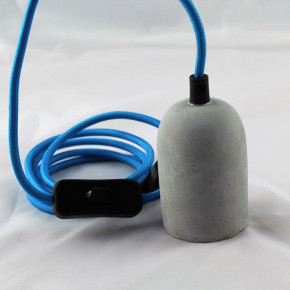 Concrete sleeve with lamp holder E27, textile cable blue