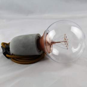 Manchon en béton avec porte-lampe E27, câble textile marron