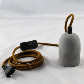 Manchon en béton avec porte-lampe E27, câble textile marron