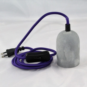 Manchon en béton avec porte-lampe E27, câble textile violet